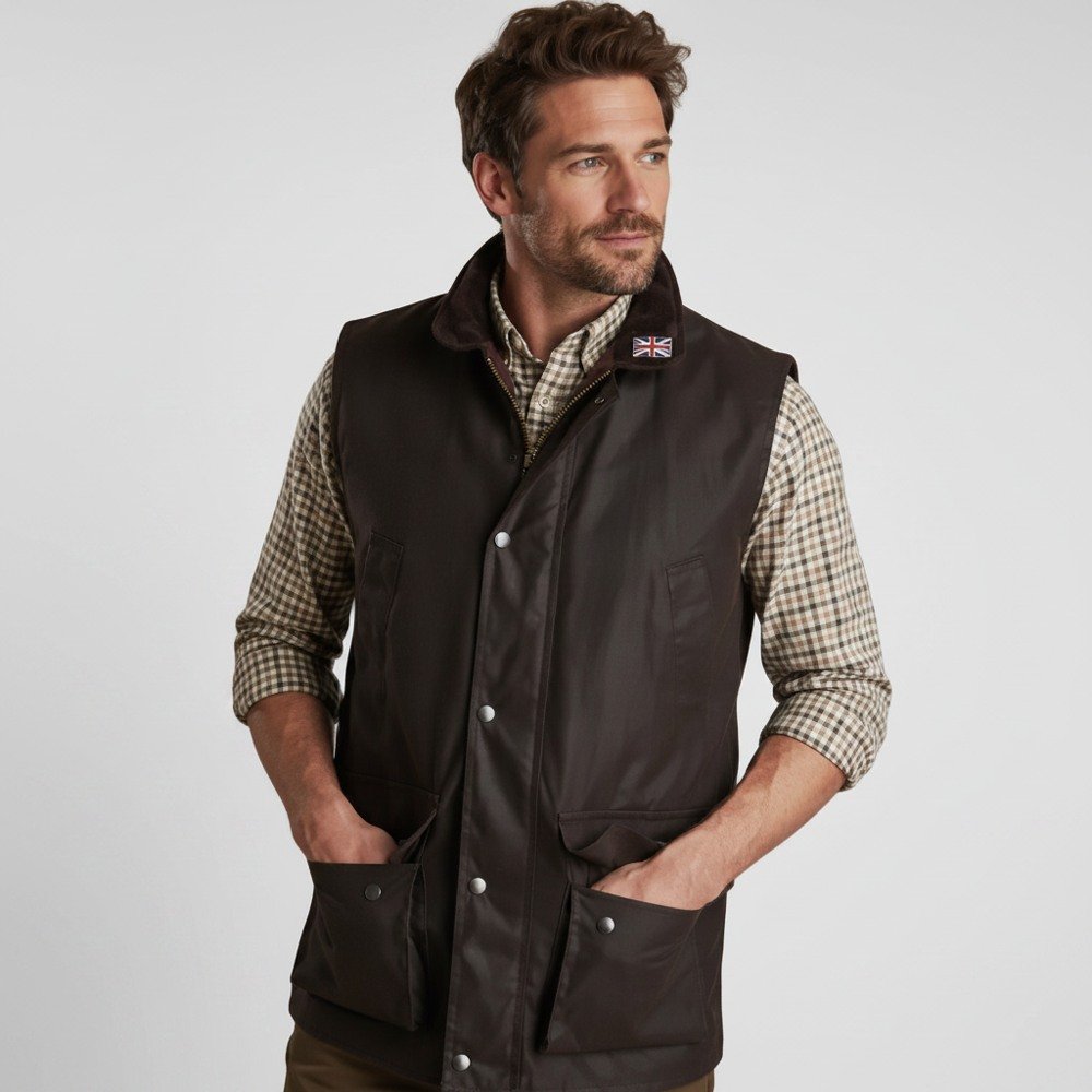 Nicky Adams Countrywear Waxed country gilet — Brown