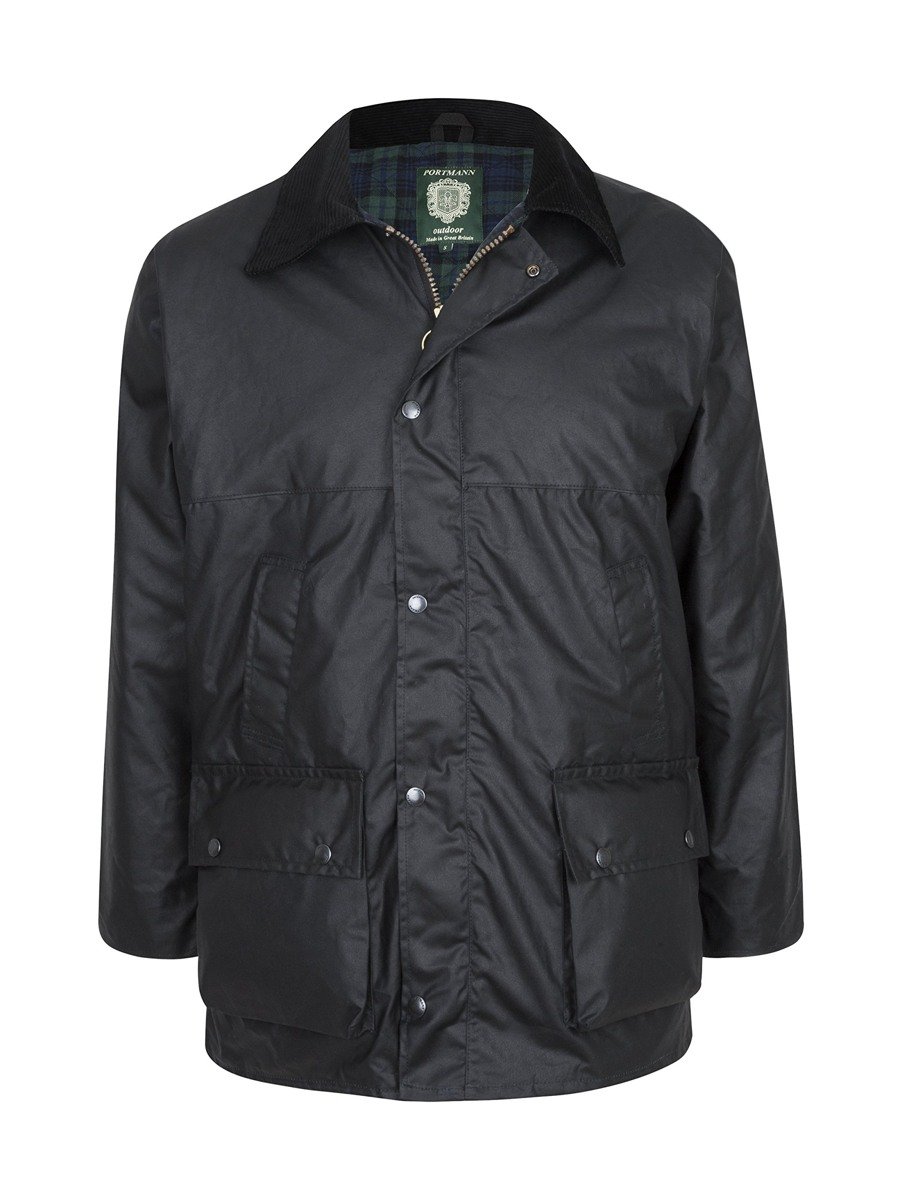 Portmann Padded waxed country jacket — Black