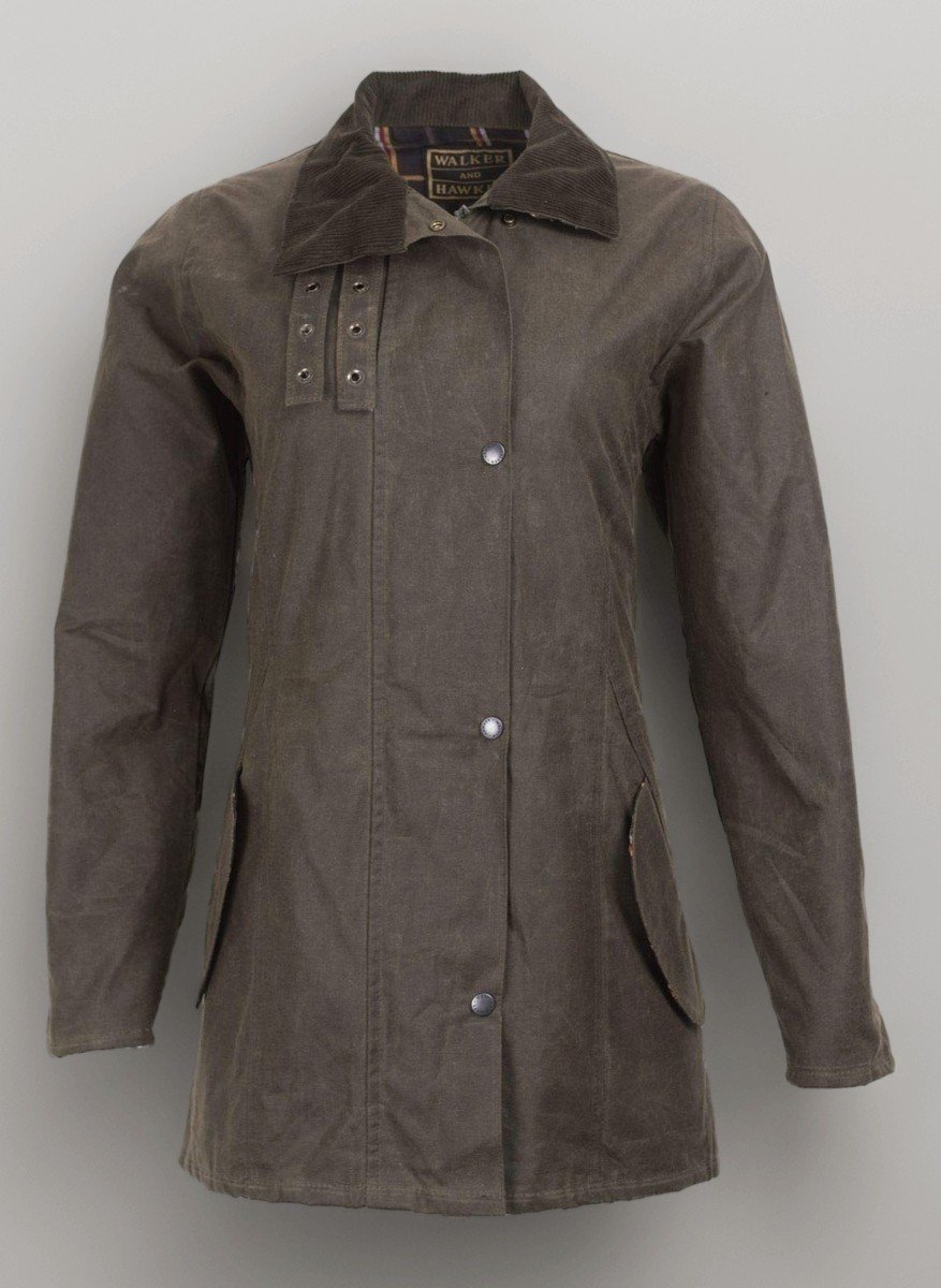 Walker & Hawkes Sofia waxed jacket — Olive
