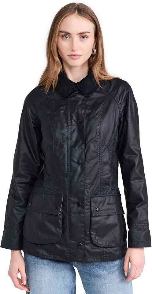 Barbour Beadnell waxed jacket in navy for women