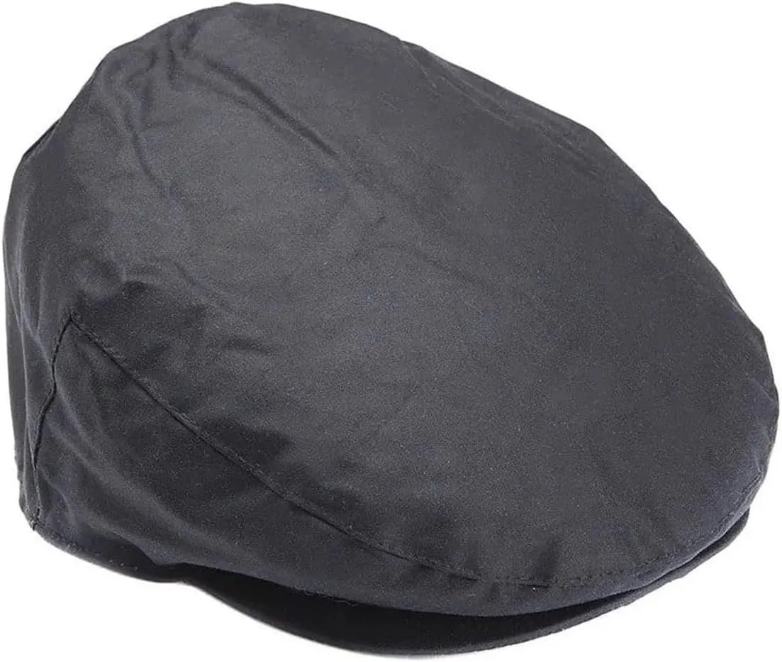 Barbour Waxed cotton flat cap in navy for men