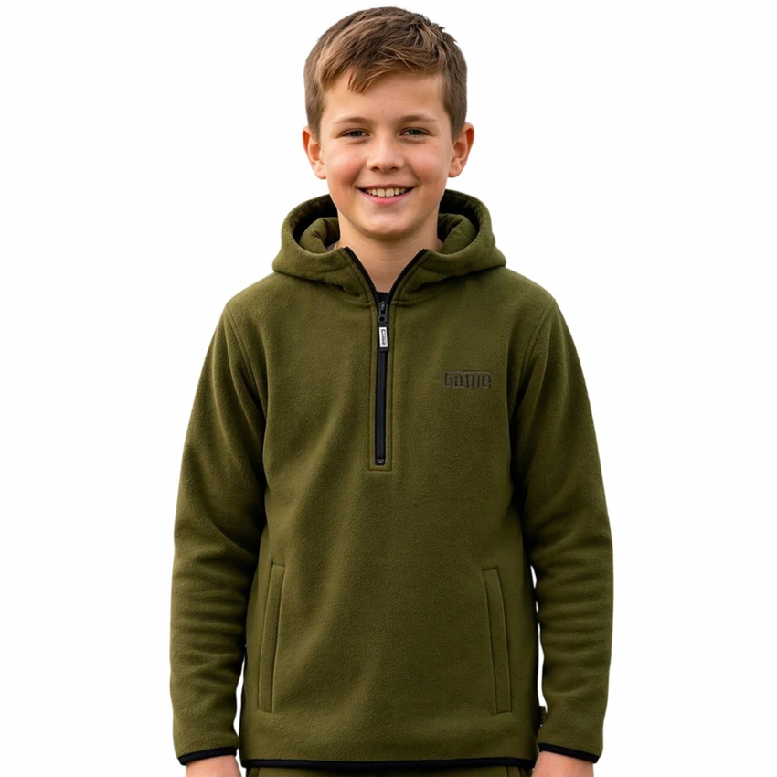 Game Technical Apparel Alpine fleece smock — children’s country clothing, Green / Green/Black