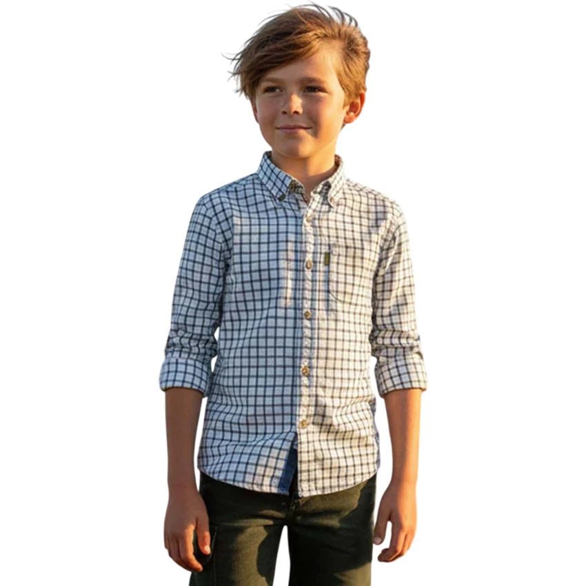 Game Technical Apparel Tattersall checked shirt — children’s country clothing, Blue / Green / Brown/Navy / Brown/Green