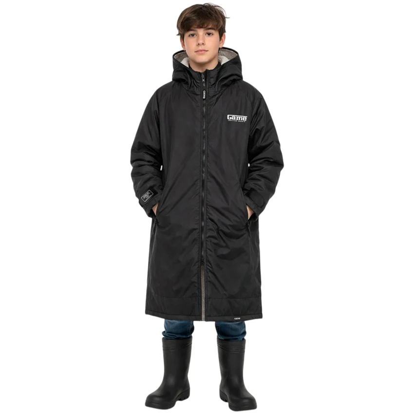 Game Technical Apparel Waterproof outdoor robe — children’s country clothing, Black / Green / Plum