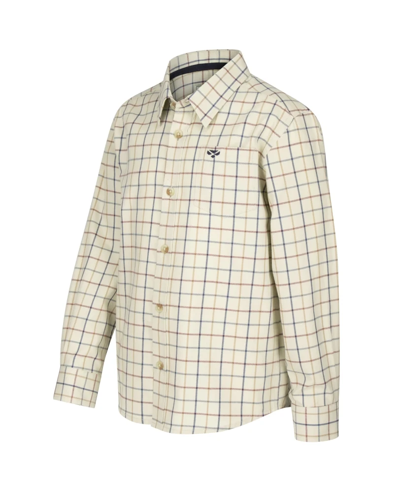 Hoggs of Fife Ambassador Tattersall shirt in Ivory / navy for children