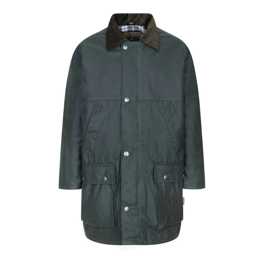Walker & Hawkes Hudson wax jacket in Olive for children