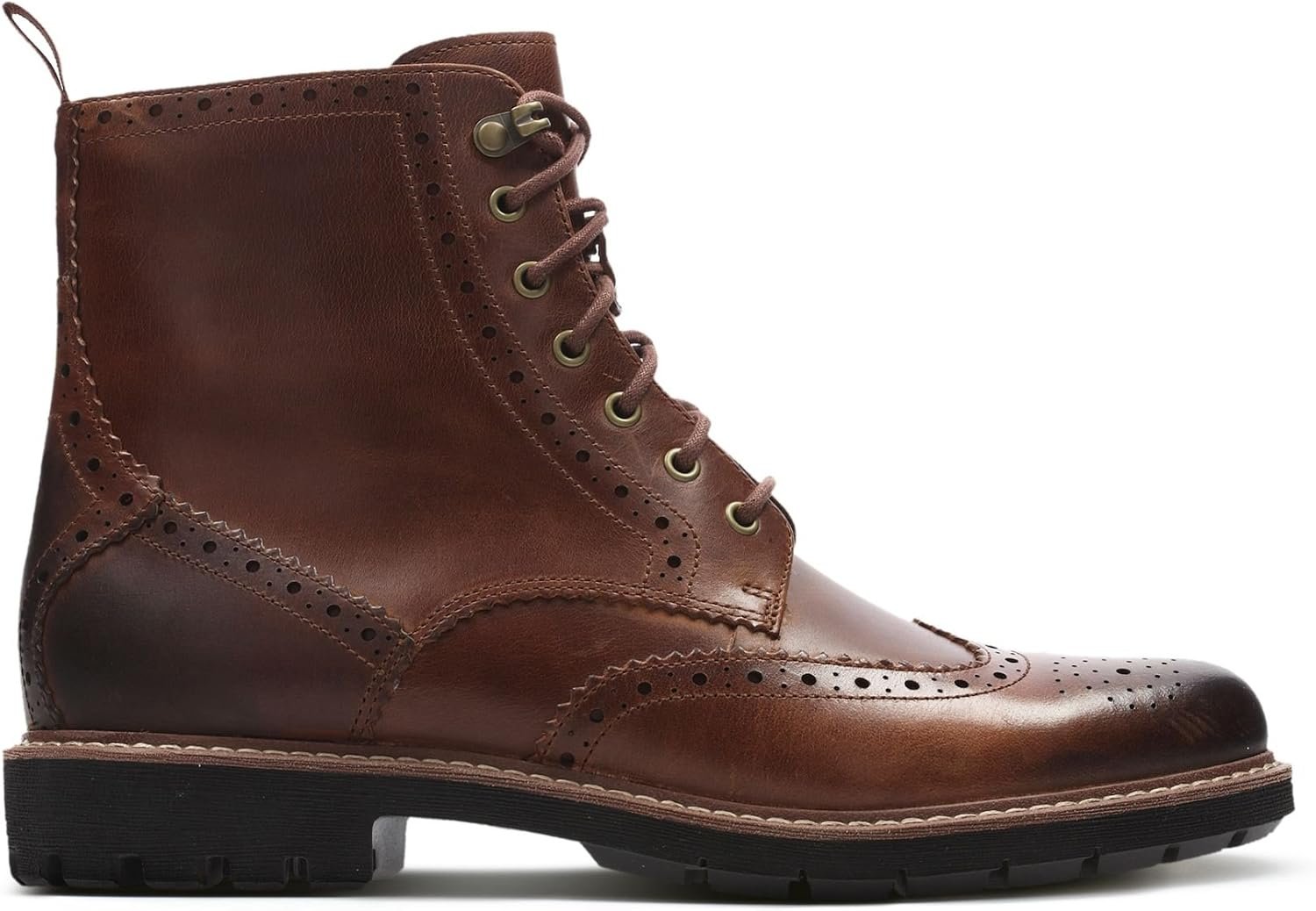 Clarks Batcombe Lord brogue boots in dark tan for men