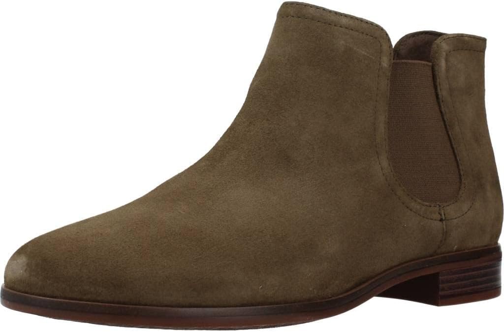 Clarks Trish Chelsea boots in dark olive suede for women