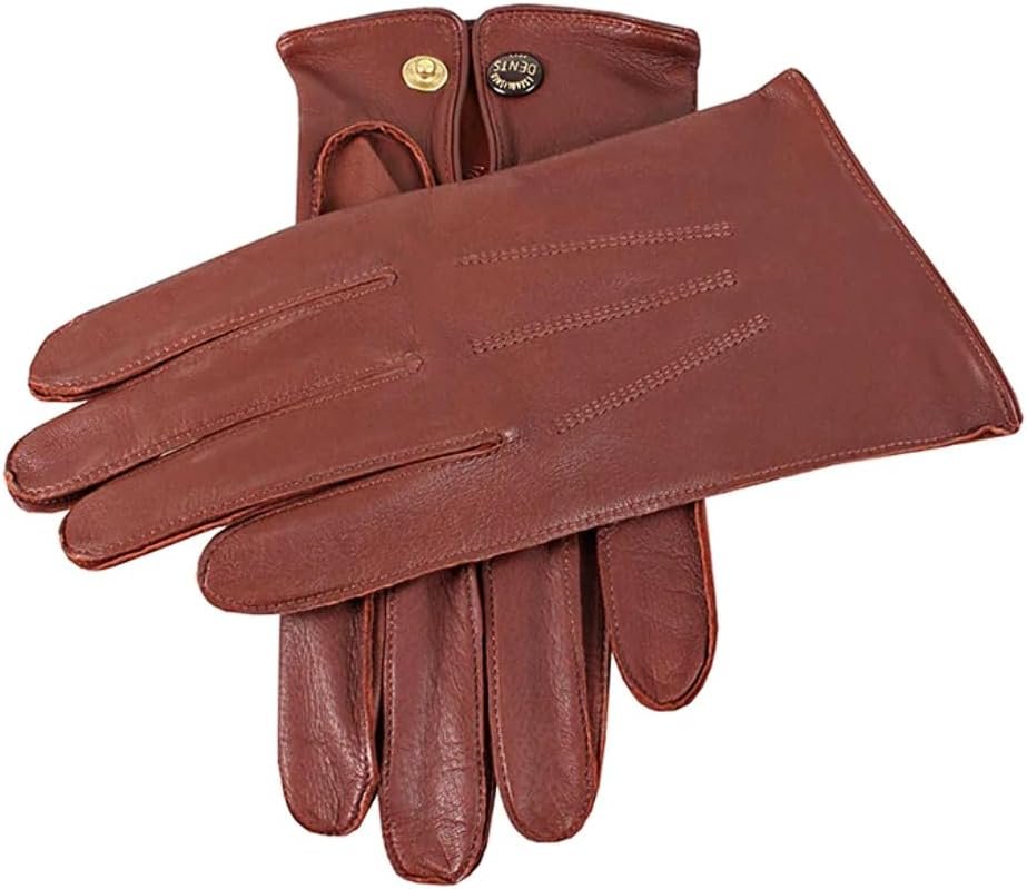 Dents Sandhurst unlined leather gloves in english tan for men