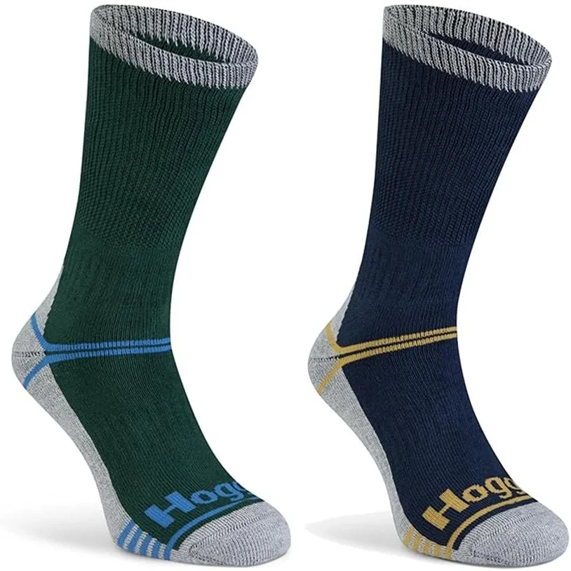 Hoggs of Fife Field & Outdoor Coolmax socks · twin pack in green & navy