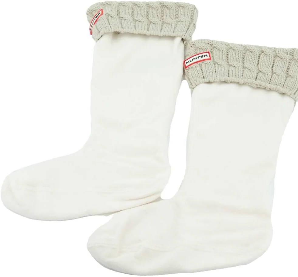 Hunter Six-stitch cable tall boot socks in greige