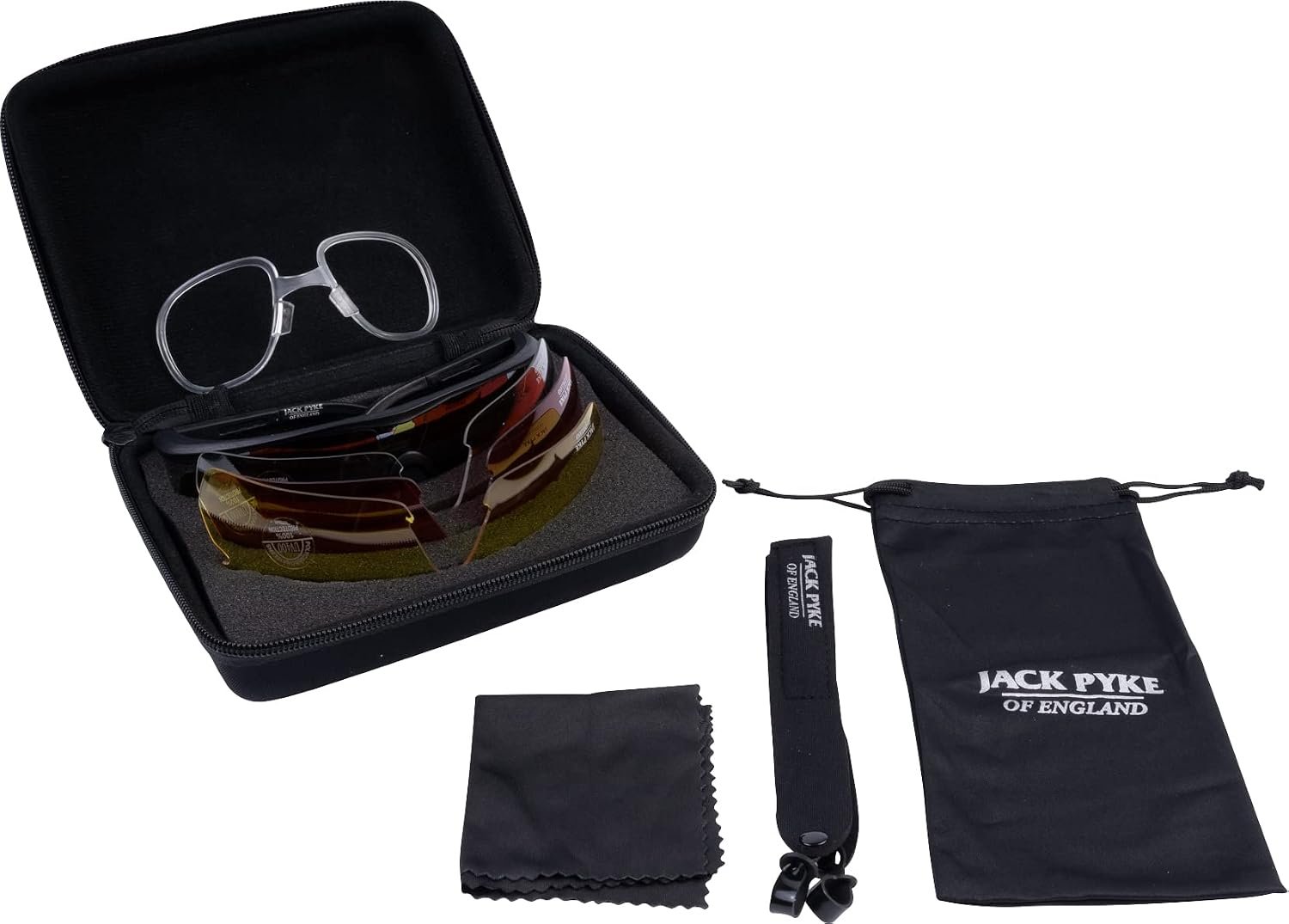 Jack Pyke Pro Sport GP shooting glasses in black frame / lens set