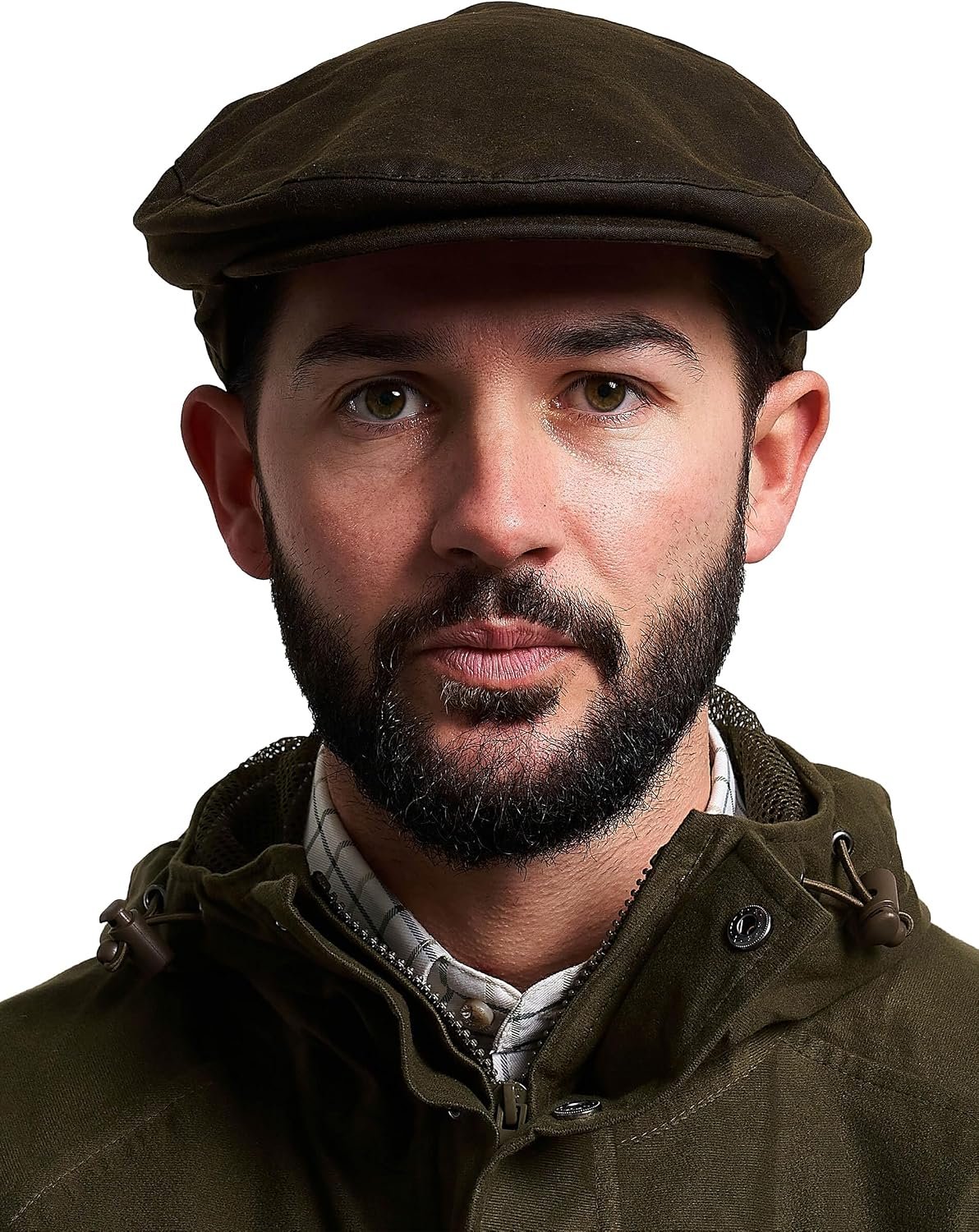 Jack Pyke Waxed cotton flat cap in green for men
