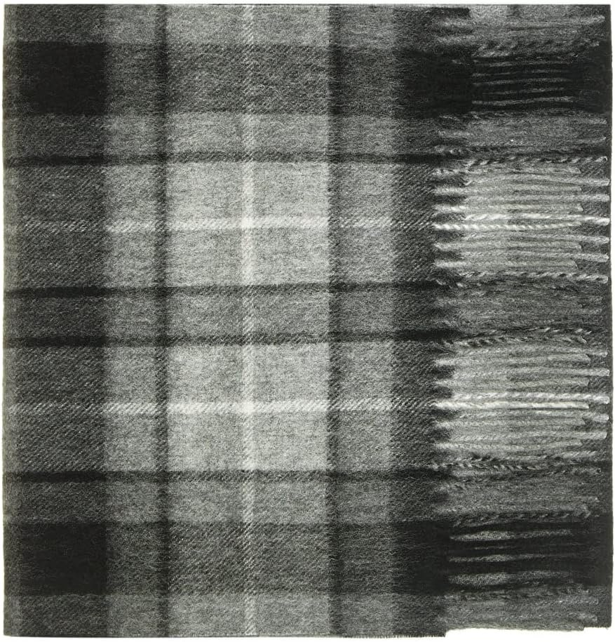 Oxfords Cashmere Lambswool tartan scarf in grey buchanan