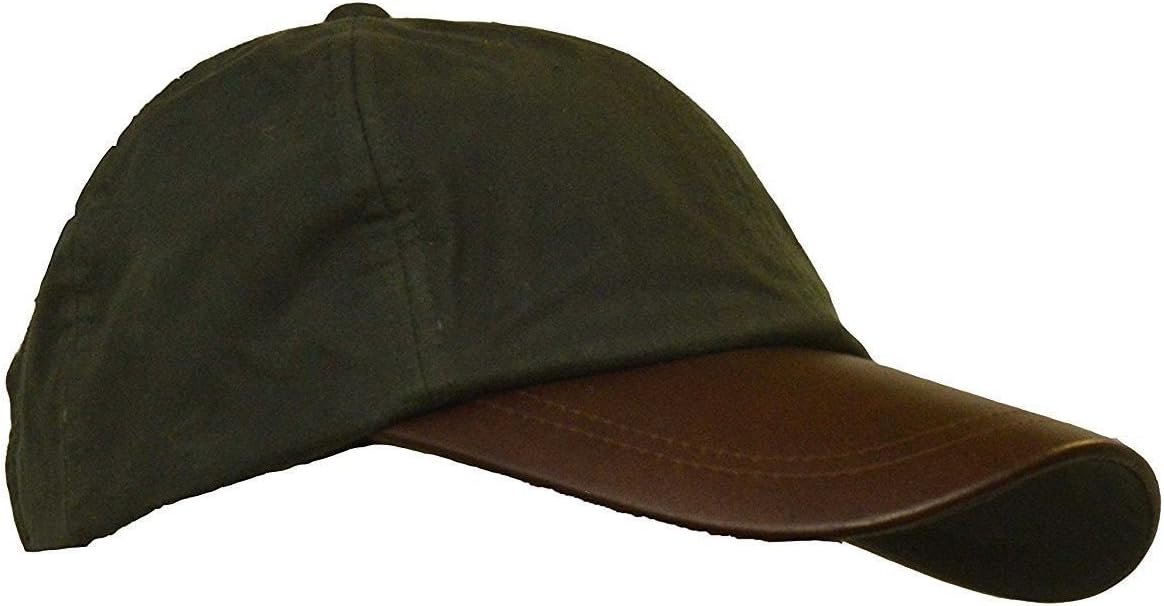 Walker & Hawkes Brunswick waxed cap with leather peak in olive